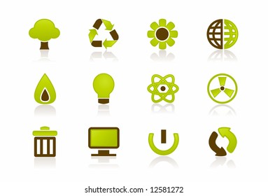 Green IT / Computer Iconset - a set of 12 environmental icons