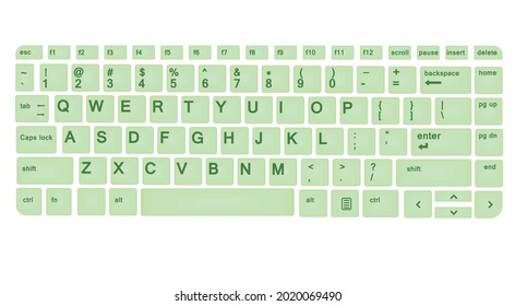 Green computer keyboard. vector illustration