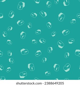 Green Computer mouse icon isolated seamless pattern on green background. Optical with wheel symbol.  Vector