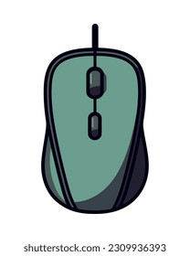 green computer mouse on white isolated