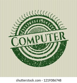 Green Computer rubber stamp