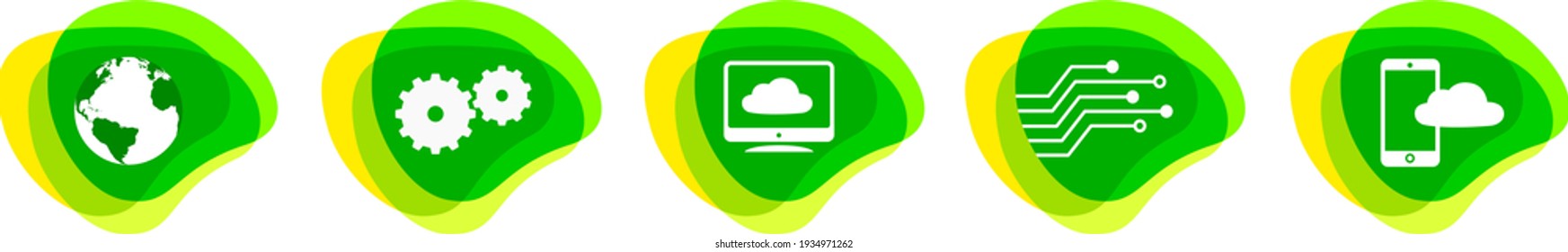 Green computer science graphic with buttons.