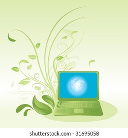 green computer technology vector illustration, ecology theme