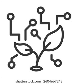 Green Computing Outline Icon Vector Illustration