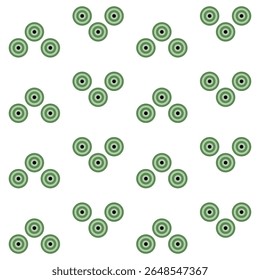 Green concentric circles seamless pattern in geometric formation. Suitable for backgrounds, textiles, packaging, web and various other design projects.