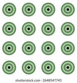 Green concentric circles seamless pattern in geometric formation. Suitable for backgrounds, textiles, packaging, web and various other design projects.