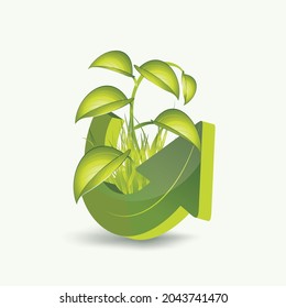 Concepto verde. Eco flecha con pasto.