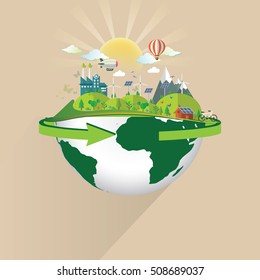 Green Concept Infographic.save world vector illustration.