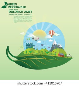 green concept. Green infographics.ecology info graphics collection - sustainable concept - charts, symbols, graphic elements