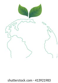 Green concept. Leaf on the earth  (Elements of this image furnished by NASA)