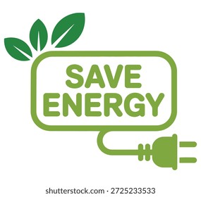 Conceito verde de economia de energia e eletricidade com um plugue e folhas símbolo que enfatiza a sustentabilidade e consciência ecológica