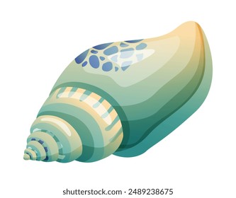 Green conch seashell vector cartoon illustration isolated on white background