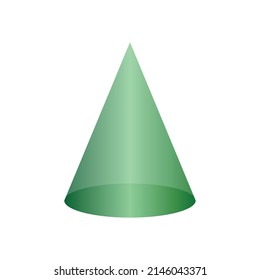 Green cone basic simple 3d shape isolated on white background