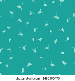 Green Cone meteorology windsock wind vane icon isolated seamless pattern on green background. Windsock indicate the direction and strength of the wind.  Vector Illustration