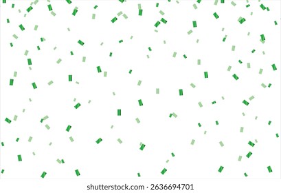 Green Confetti background vector design. Holiday banner design with colorful particles and lettering, Celebration template with confetti red ribbons. luxury greeting rich card, New year, birthday.