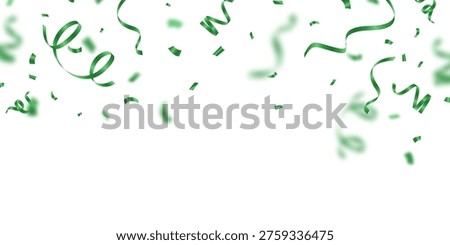 Green confetti background with wavy lines, perfect for celebrations. Festive decoration vector illustration.
