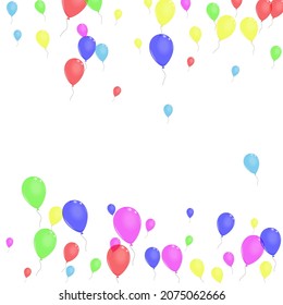Green Confetti Background White Vector. Helium Anniversary Set. Colorful Rubber. Multicolor Surprise. Baloon Isolated Template.