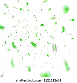 Green confetti explosion celebration isolated on white background. Falling confetti. Abstract decoration party, birthday celebrate or Christmas, New Year confetti decor Vector illustration