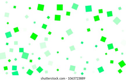 Green Confetti in the Form of Rectangles on White Background