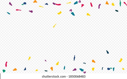 Green Confetti Fun Transparent Background. Celebrate Colored Paper Backdrop. Christmas Paint Background. Orange Elements Festival Illustration.