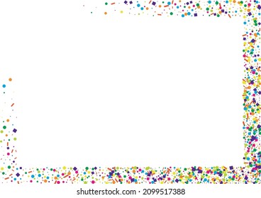 Green Confetti Invitation Background. Party Geometric Texture. Yellow Element Round Illustration. Pink Celebrate Dot.