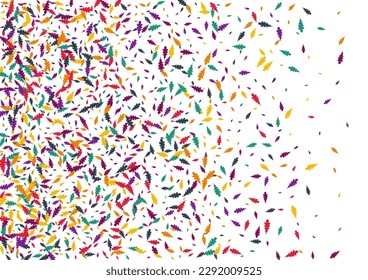 Fondo Blanco del Vector de Confetti Verde. Textura de árbol de hoja naranja. Tarjeta Foliage Botánica. Fondo de hojas de otoño.