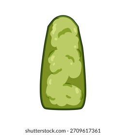 Seto de jardín cónico verde con una textura tupida estilizada y un contorno oscuro, presentado como una Ilustración vectorial simple para Planes arquitectónicos o proyectos de diseño paisajístico