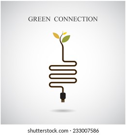 Green connection concept. Green environment sign, education and business idea. Vector illustration
