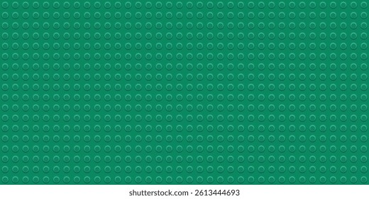 Green construction toy texture with repeating round bumps, seamless plastic surface pattern for educational design, geometric modular structure, playful background for kids, bold vibrant color concept