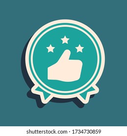 Green Consumer or customer product rating icon isolated on green background. Long shadow style. Vector Illustration
