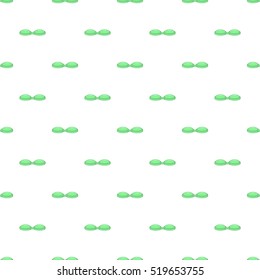 Green contact lens case pattern. Cartoon illustration of contact lens case vector pattern for web