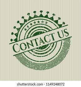 Green Contact us distressed rubber stamp