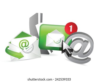 green contact us icons graphic concept illustration design over a white background