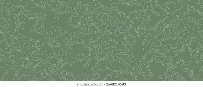Mapa de contorno verde representando várias elevações e características do terreno para navegação exterior
