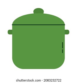 green cooking pot icon on white background