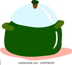 Artículos de cocina verde, ilustración, vector sobre fondo blanco.