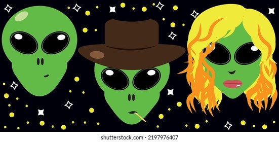 
Green And Cool Alien Drawings.