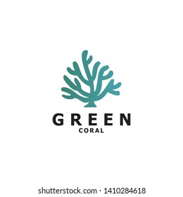 Green coral logo design vector template