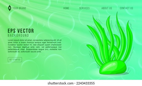 Green coral web page ocean banner design template vector