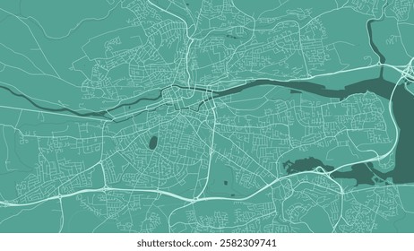 Green Cork map, Ireland. Vector city streetmap, municipal area.