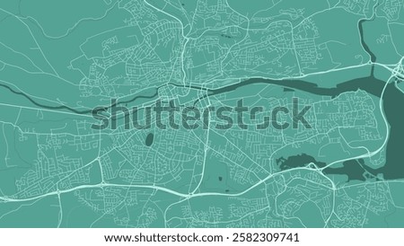 Green Cork map, Ireland. Vector city streetmap, municipal area.