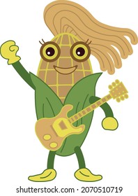 green corn cob playing guitar
