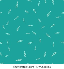 Green Corn dog icon isolated seamless pattern on green background. Traditional american fast food.  Vector Illustration