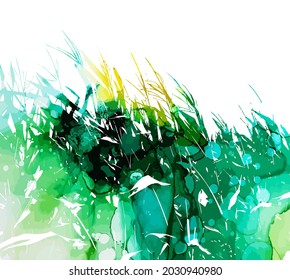 Green Corn field. Silhouettes of nature. Vector illustration