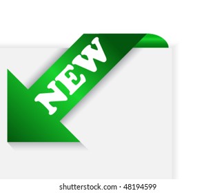  Green corner arrow ribbon with text new