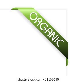 Green corner ribbon for organic product