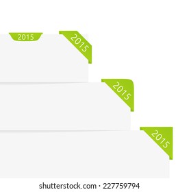 Green corner ribbons set with 2015 year