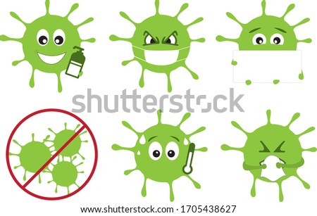 Green corona virus icon set.