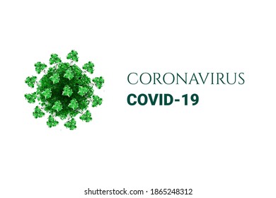 Green coronavirus on white background. virus 3d model. Covid-19 pathogen icon. Vector illustration sign