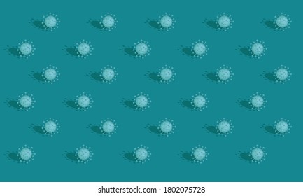 Green coronaviruses with shadow background 